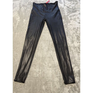 Spanx Faux Leather Leggings Womens Black sz L Shaping High Rise